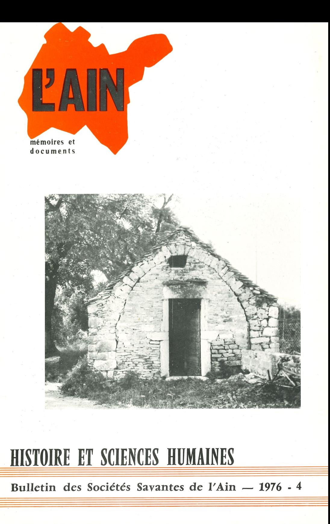 Bulletin des Sociétés Savantes de l&rsquo;Ain – Histoire et sciences humaines – 1976 – 4