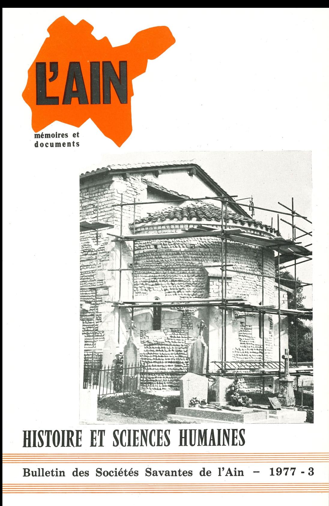Bulletin des Sociétés Savantes de l&rsquo;Ain – Histoire et sciences humaines – 1977 – 3