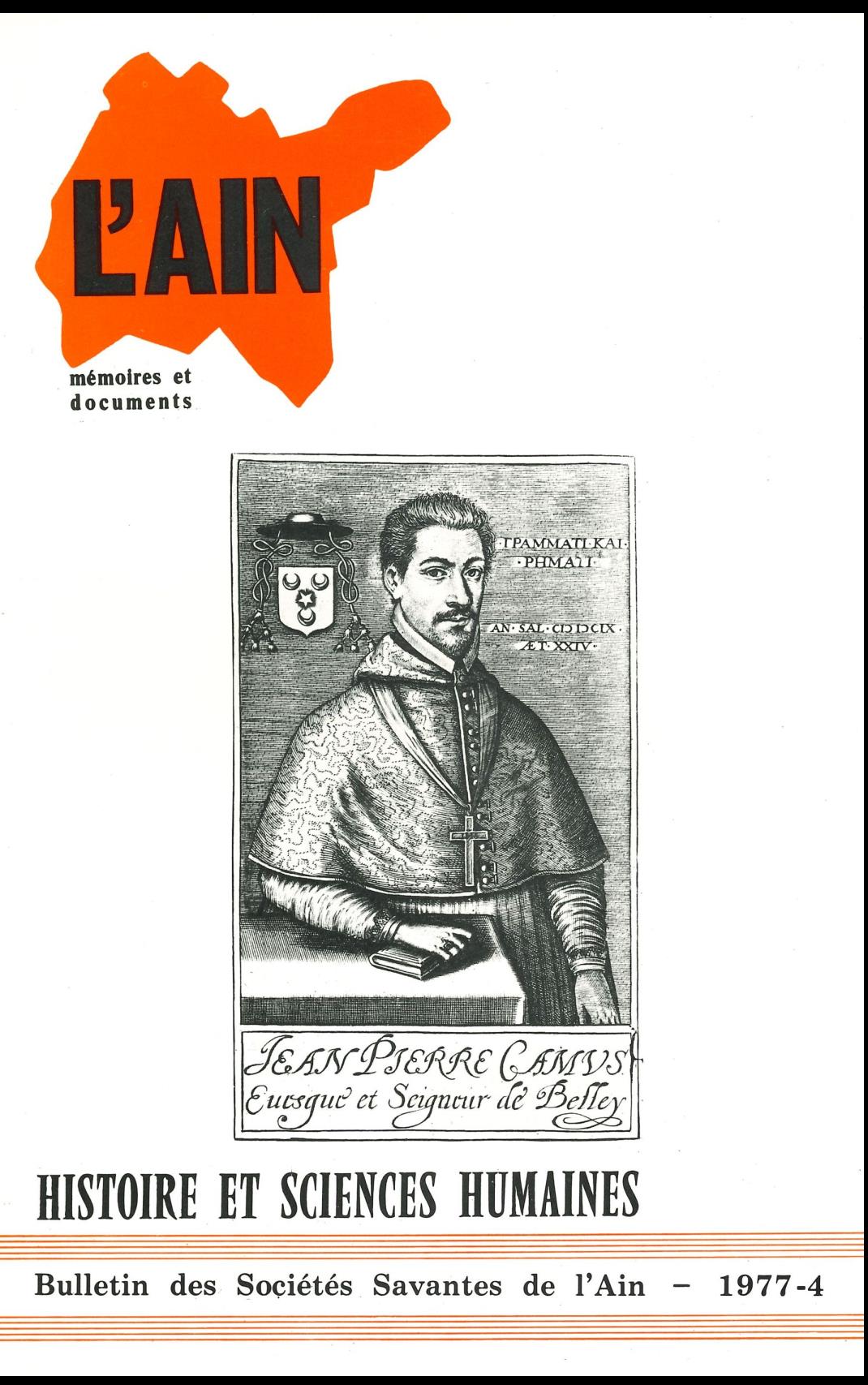Bulletin des Sociétés Savantes de l&rsquo;Ain – Histoire et sciences humaines – 1977 – 4