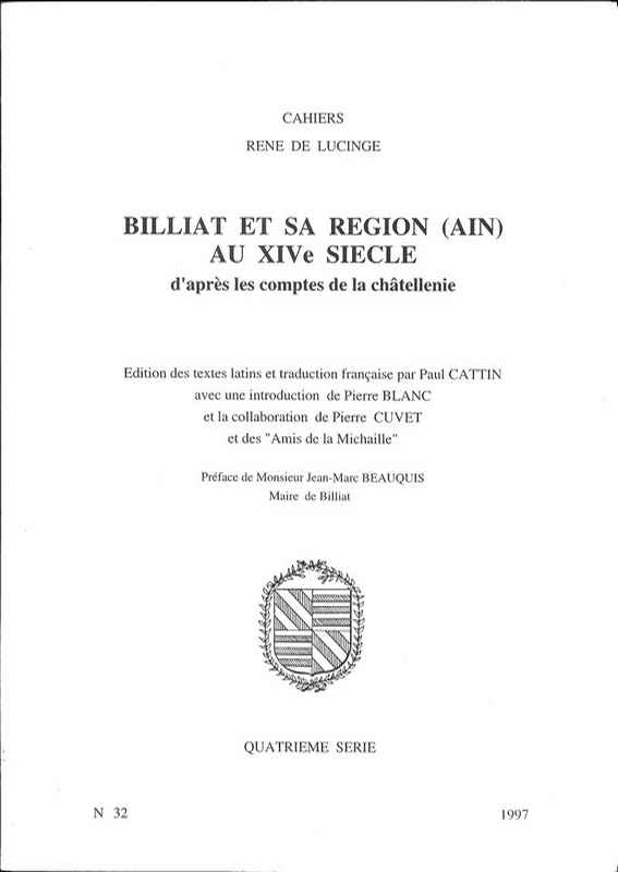 N°32 – Billiat et sa région (Ain) au XIVe siècle d&rsquo;après les comptes de la châtellenie