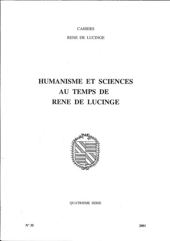 N°35 – Autour de René de Lucinge, Humanisme et sciences au temps de René de Lucinge