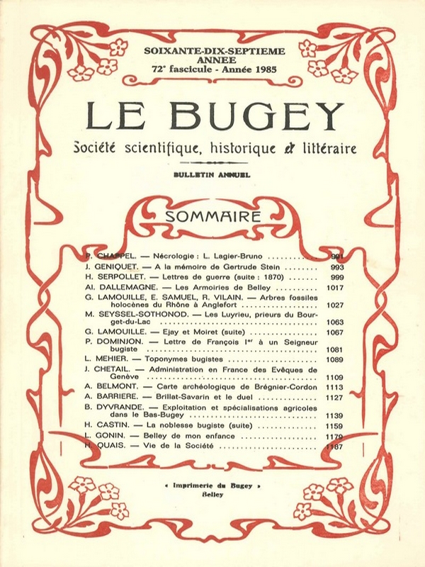 Revue – Le Bugey n°72